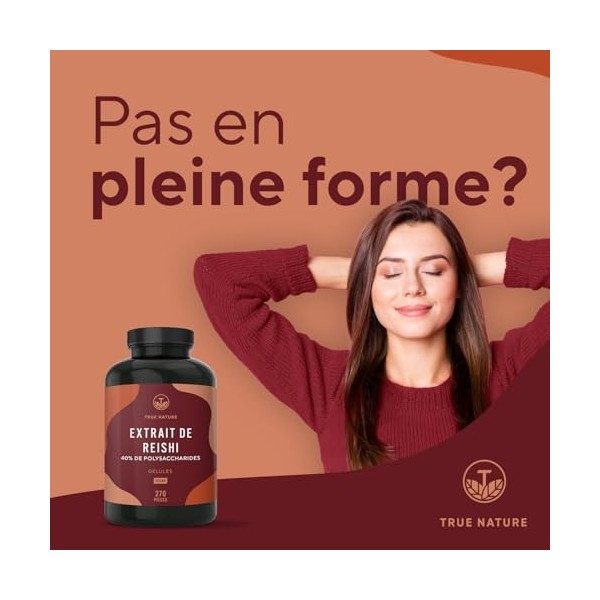 Reishi Ganoderma Lucidum - 270 Gélules - 20.100mg/jour, Extra Concentré 5:1 - 40% Polysaccharides - Immunité & Énergie - Sa C...