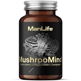Lion’s Mane + Reishi + Chaga + Cordyceps | 90 gélules | Complément MushrooMind – ManLife
