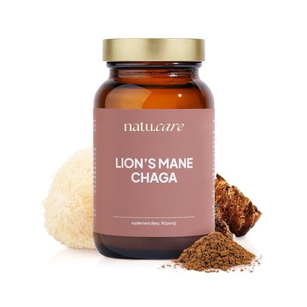 Lions Mane & Chaga - Extrait en poudre, 100% naturel, sans sucre et conservateurs, soutient les fonctions cérébrales, adapto