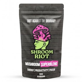 Shroom Riot Cacao Superblend aux Champignons | Boisson Instantanée en Poudre au Chocolat avec Crinière de Lion, Chaga, Reishi