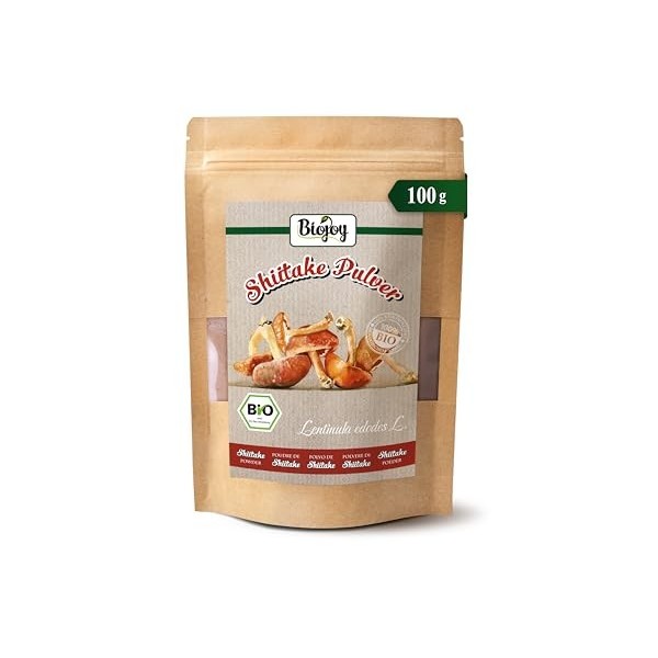 Biojoy Poudre de Shiitake Biologique 50 g , champignons Shiitake séchés et finement moulus Lentinula edodes Champignons