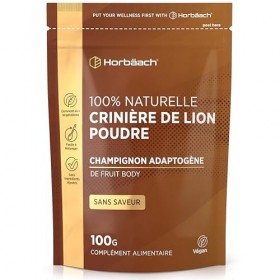 Lions Mane Poudre 100g | Lions Mane Mushroom | Criniere de Lion Champignon Bio | Complement Alimentaire Haute Résistance | pa