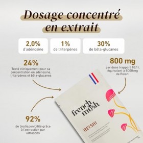 French Mush Reishi Bio Poudre Grand Format - 90 g Vegan - Relaxation, Sommeil Réparateur, Bien-Être - Se Mélange à l’Alimenta...