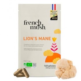 French Mush Crinière de Lion Bio Grand Format - 168 Gélules Vegan - Cerveau, Concentration, Bien-Être Mental - 1 à 2 Gélules ...