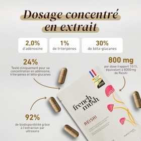 French Mush Reishi Bio Grand Format - 168 Gélules Vegan - Relaxation, Sommeil Réparateur, Sérénité - Extrait Puissant Testé e...