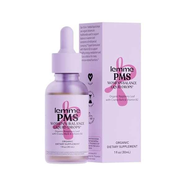 Lemme PMS Hormone Balance pour femme Gouttes liquides, soulagement des crampes PMS et règles légères, mélange de plantes 10 e
