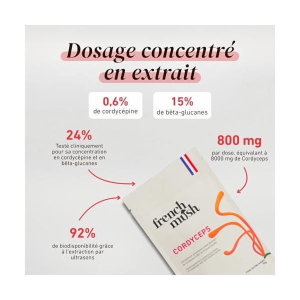 French Mush Cordyceps Bio Poudre Grand Format - 90 g Vegan - Énergie, Vitalité, Performances Physiques - Se Mélange à l’Alime...