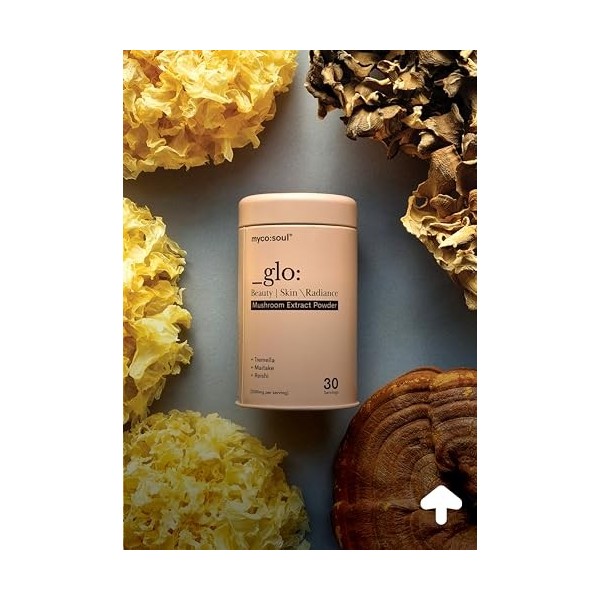 _glo: Beauty Fuel | Extrait de champignon bio 3 | Synergique | Tremella | Stimule le collagène, lhydratation de la peau, la