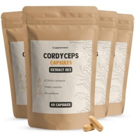 Cupplement 240 Gélules d’Extrait de Cordyceps 20:1 + 3 Offertes – Biologique – 400 MG par Gélule – Sans Poudre – Complément –