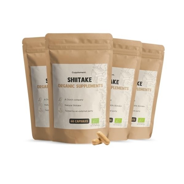 Cupplement - 4 Sacs Shiitake 60 Capsules - Pilulier Gratuit - Bio Champignon - Scoop Gratuit - Éperons De Champignons - Super