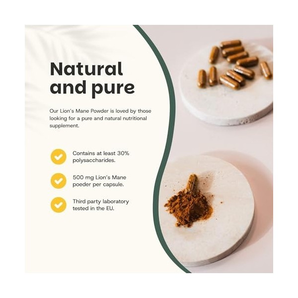 Cupplement - 4 sachets de capsules Lions Mane 60 pièces - Pilulier gratuit - Bio - 500 MG par capsule - Sans poudre - Supplém