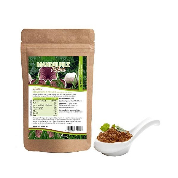 Mynatura Champignon damande en poudre I Agaricus Blazei Murill I Champignon vital I Champignon I Minéraux I Composants végét