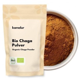 Kamelur Chaga Poudre de champignon bio sans additifs, aliments asiatiques – Chaga bio 100 g – Champignons issus de lagricult