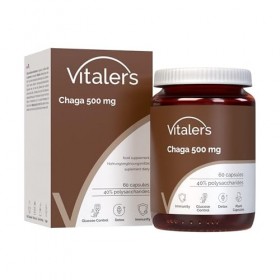 Vitalers Chaga 500 mg - 60 gélules, végétalien, 2 mois de supplémentation, sans conservateur, composition pure
