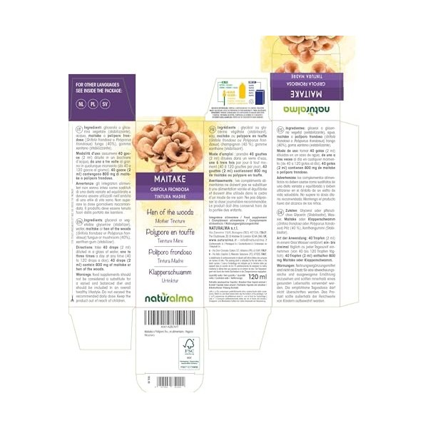 Maitake ou Polypore en touffe Grifola frondosa ou Polyporus frondosus champignon Teinture Mère sans alcool Naturalma - Extr