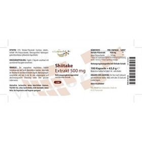 Vita World Shiitake extrait 500mg 100 Capsules végétales riche en Polysaccharide avec certificat danalyse Made in Germany