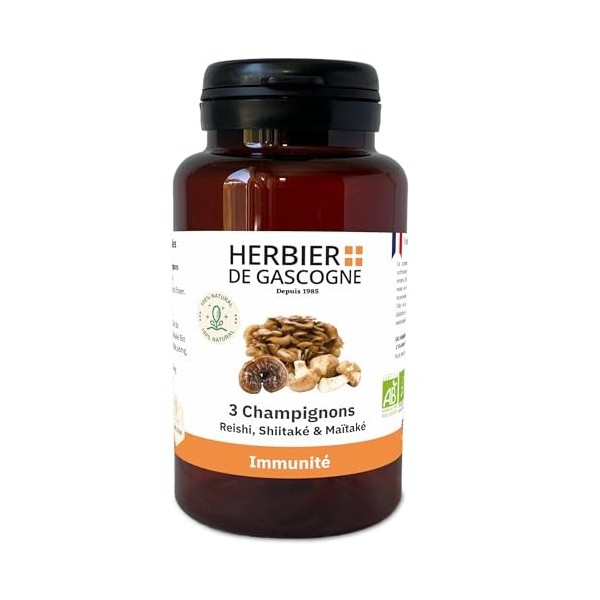 Complexe Immunité 3 champignons | Reishi Bio | Maitake Bio | Shiitake Bio | 200 gélules | Immunité | 100% naturel sans additi...