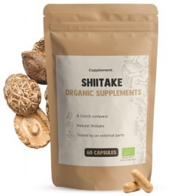 Cupplement - Shiitake 60 Capsules - Champignon Bio - Scoop Gratuit - Traces de Champignons - Superaliment - Shitake - Sans Ex