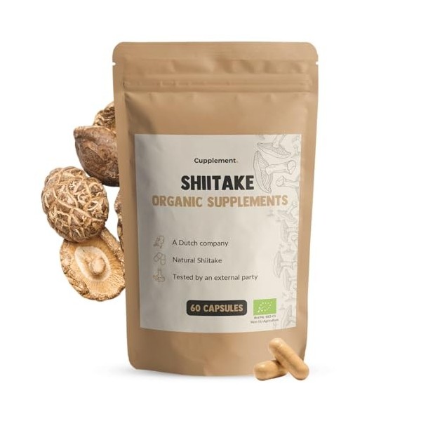 Cupplement - Shiitake 60 Capsules - Champignon Bio - Scoop Gratuit - Traces de Champignons - Superaliment - Shitake - Sans Ex