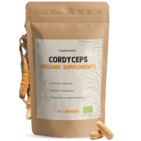 Cupplement Cordyceps Mushroom Capsules 60 Pièces 500 MG Par Capsule Bio - Sans Poudre - Supplément - Superfood - Champignon -
