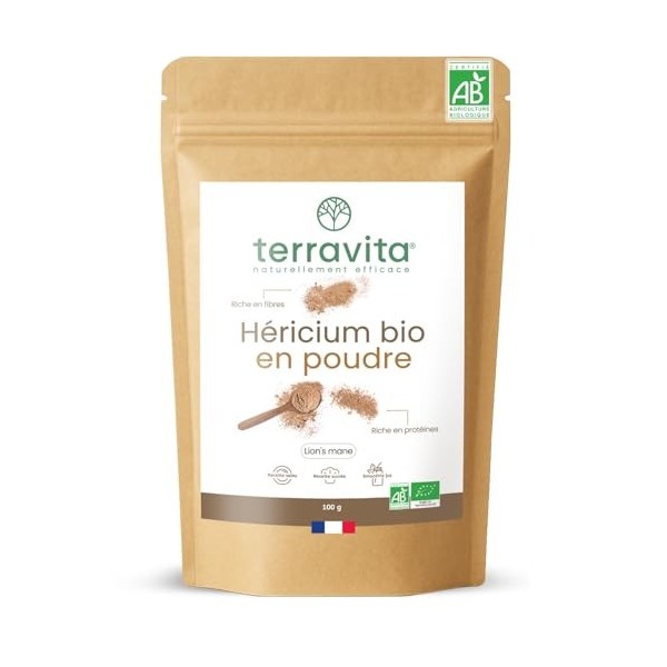 HERICIUM Erinaceus BIO | Lion’s Mane en Poudre | Champignon Mémoire et Concentration | Riche en Polysaccharides | Nootropique