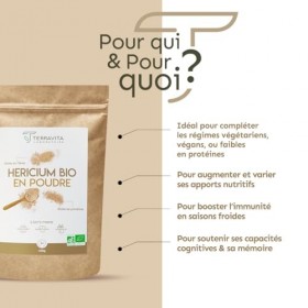 HERICIUM Erinaceus BIO | Lion’s Mane en Poudre | Champignon Mémoire et Concentration | Riche en Polysaccharides | Nootropique