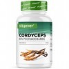 Champignon Cordyceps - 300 gélules avec 650 mg de véritable extrait de CS-4-40% de polysaccharides bioactifs - Haute dose - C