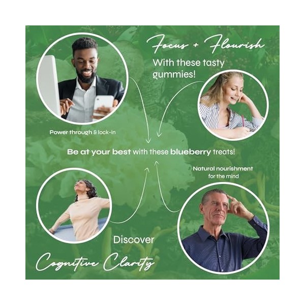 Known 1000mg Champignon Crinière de Lion Gummies – Saveur Myrtille – Complément Gommes Végan Nootropique – Cure 1 Mois – Pour