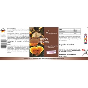 Reishi 650mg - avec 1950mg de poudre de Reishi par dose journalière - Ganoderma lucidum - ! POUR 3 MOIS ! | Vitamintrend