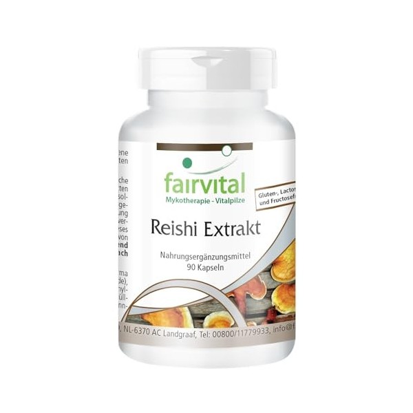Fairvital | Extrait de Reishi 500mg - 30% de polysaccharides - Ganoderma lucidum - 90 Pièces - Vegan