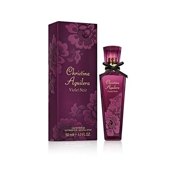 Christina Aguilera Violet Noir, Eau de Parfum pour Femme 50 ml Vaporisateur, Senteur Orientale et Florale, Parfum de Luxe