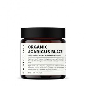 Poudre de champignon Agaricus Blazei 100 % bio - 50 portions - Immunité et cœur - Petit lot - Cultivé de manière durable en E