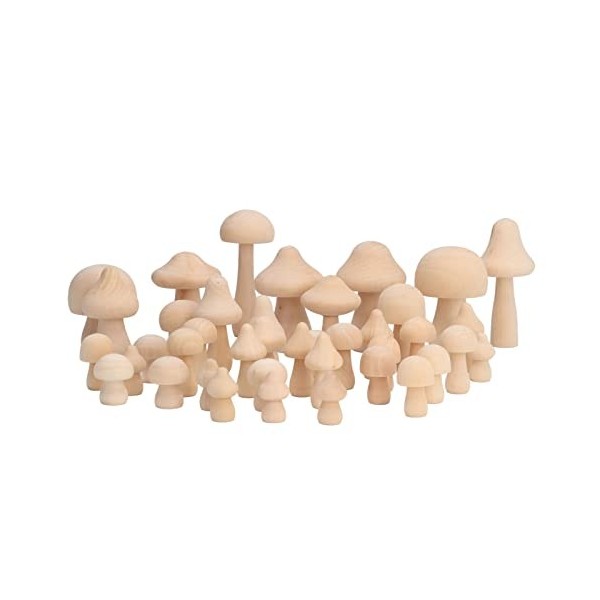 40pcs Champignon en bois inachevé Décoration en bois DIY DIY HOME Gift Set for Craft Lover Saint-Valentin