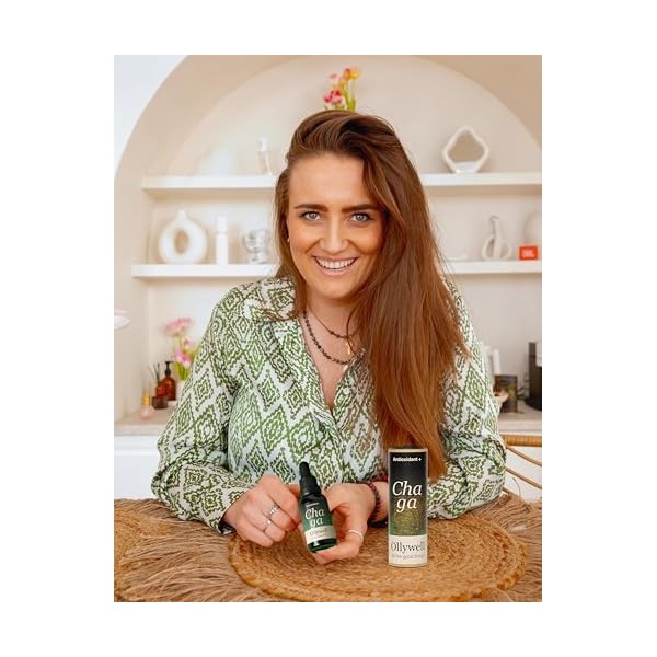 Ollywell Chaga – Premium 100% UE – Vit. B – Double extrait 10:1 – Full spectrum – Teinture 30 ml – Adaptogène – Gouttes fonct