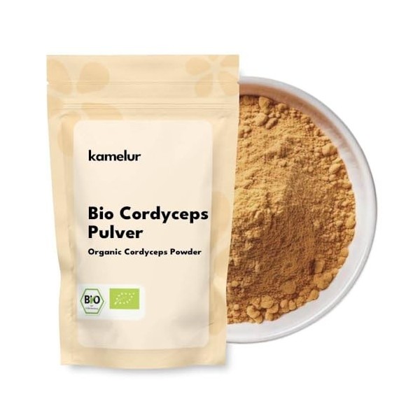 Kamelur Bio Cordyceps Poudre 250 g – Poudre de champignon chenille sans additifs, aliments asiatiques – Champignons bio issus...