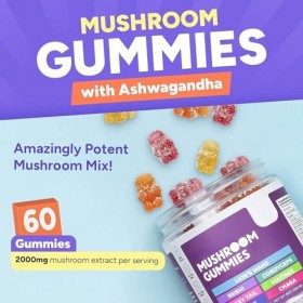 Gummies aux champignons biologiques et faibles en glucides – Santé immunitaire – Sans gluten – Végétalien
