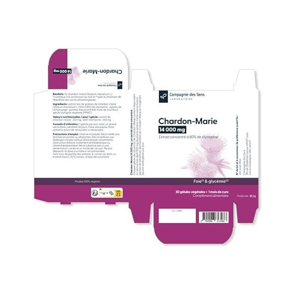 Chardon-Marie 14 000 mg – Haute teneur en Silymarine – 1 mois de cure intensive