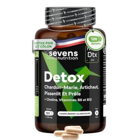 Chardon Marie - Complexe Détox Foie - Avec Artichaut, Pissenlit, Prêle, Choline et Vitamines B6 et B12-120 Gélules Détox pour