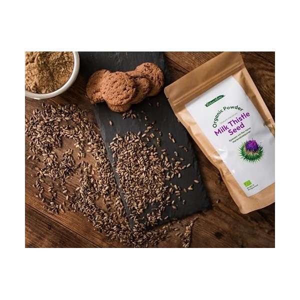 Balkan Herbs Poudre de chardon-Marie BIO 1 kg, la plante médicinale la plus efficace pour le foie, source 100 % pure de silym