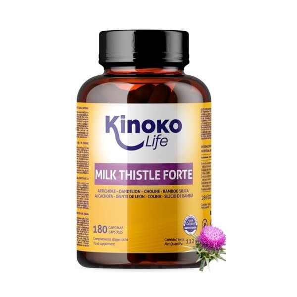 Chardon Marie Extra Fort et Detox Foie, 180 Gélules pour 6 Mois, Extrait 25:1 avec 80% Silymarine, Artichaut, Pissenlit et Ch