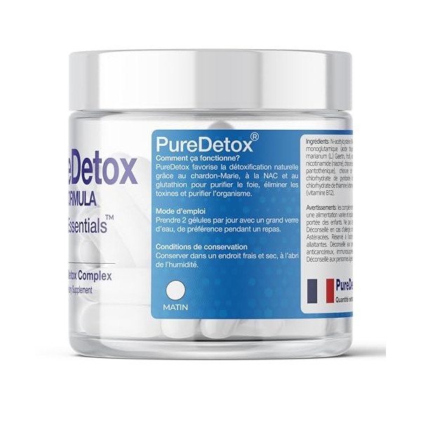 BioEssentials PureDetox® Détox & Réparation du Foie avec 91% Chardon-Marie, Glutathion & NAC – Complément de Soutien Hépatiqu