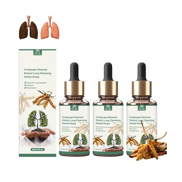 Gouttes à base de plantes pour nettoyer les poumons, gouttes pour dégager les poumons à lextrait de Cordyceps Sinensis, pour ...