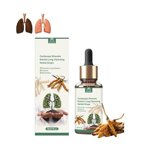 Gouttes à base de plantes pour nettoyer les poumons, gouttes pour dégager les poumons à lextrait de Cordyceps Sinensis, pour ...