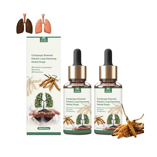 Gouttes à base de plantes pour nettoyer les poumons, gouttes pour dégager les poumons à lextrait de Cordyceps Sinensis, pour ...