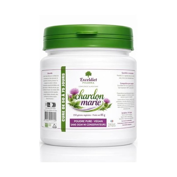 Chardon Marie 150 Gélules de 450 mg – Standardisé en Silymarine – Complément Alimentaire Foie & Digestion – Soutien Hépatique