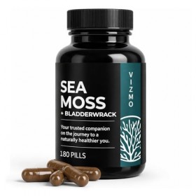 Sea Moss Lot de 180 gélules 100 % naturelles de mer irlandaise et algue végane sans additifs 500 mg Superaliment pour système