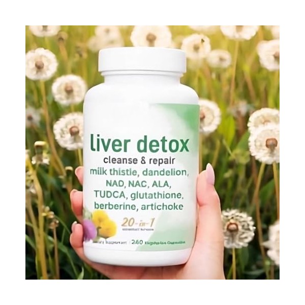 Cápsulas reparadoras 240 cápsulas vegetarianas : Contienen cardo mariano, diente de león y glutatión, para limpiar y nutrir 