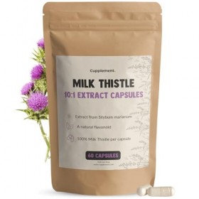 Cupplement Milk Thistle 60 Capsules 10:1 Extrait - Chardon Marie - Sans thé, ni sachet de thé, ni teinture - Graines de Chard
