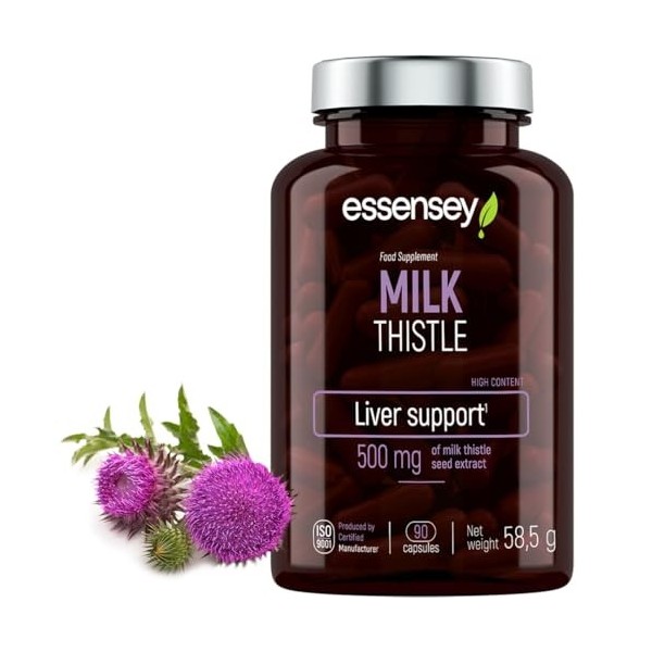 ESSENSEY - Chardon-Marie 500 mg I 90 gélules I Pour végétariens I 90 doses quotidiennes I Facile à avaler