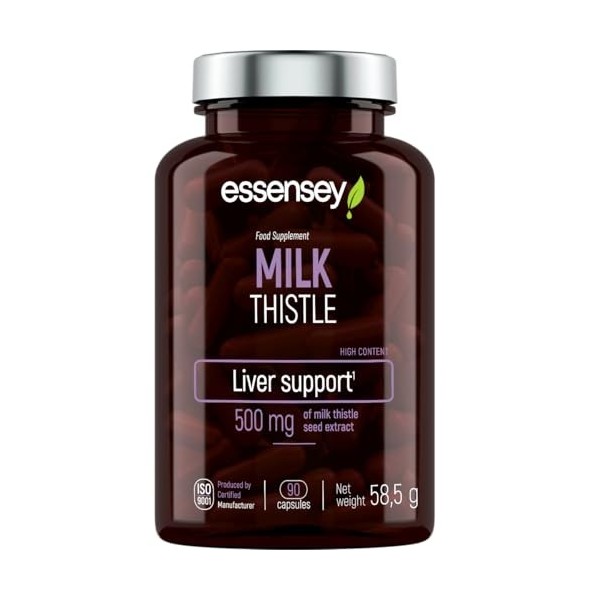 ESSENSEY - Chardon-Marie 500 mg I 90 gélules I Pour végétariens I 90 doses quotidiennes I Facile à avaler